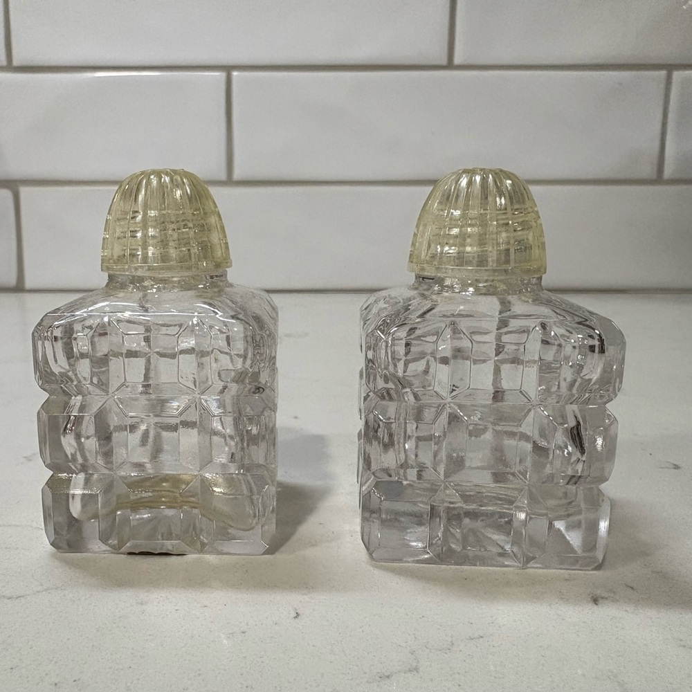 Vintage Imperial Glass Co. Salt & Pepper Shakers, Faceted Geometric Art Deco